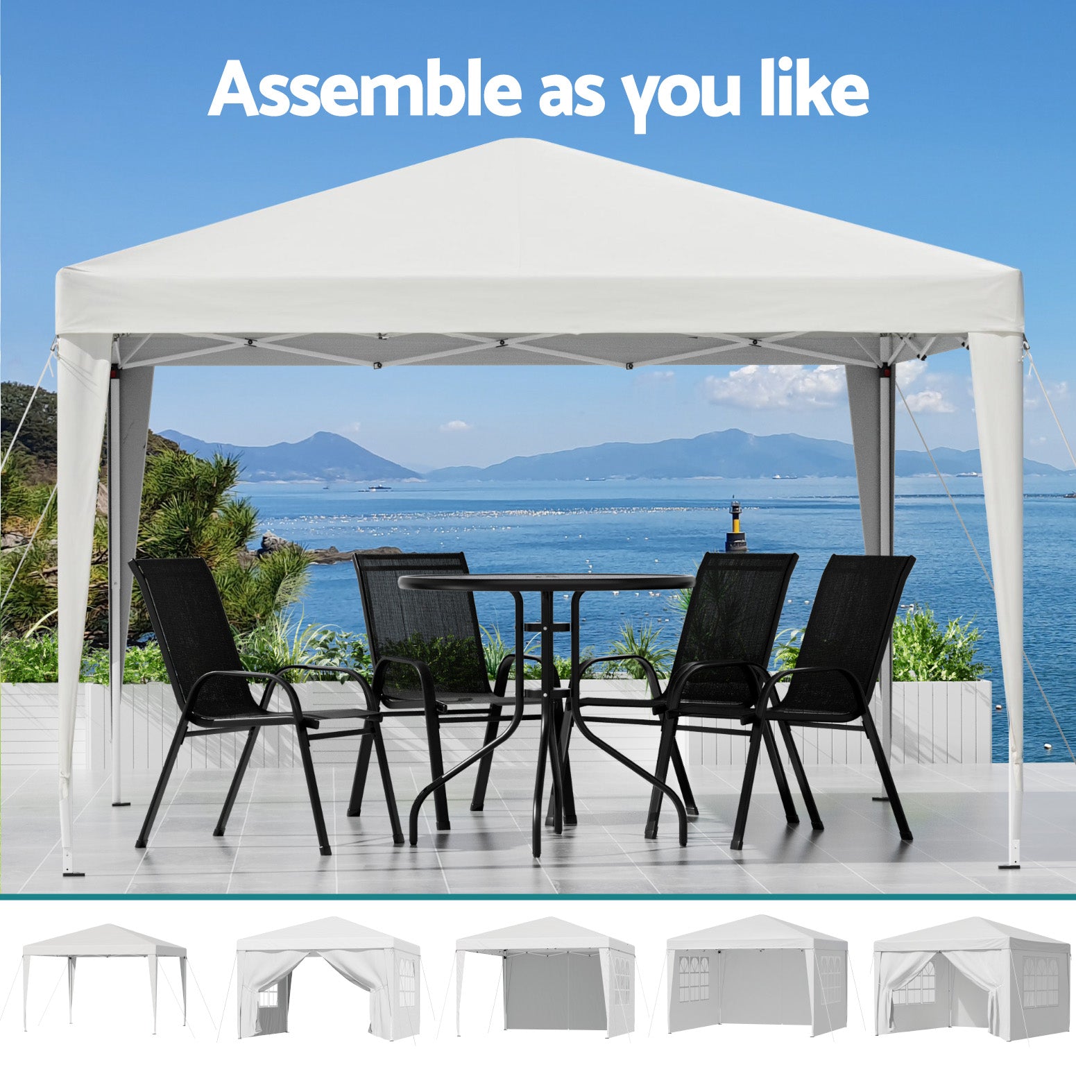 Instahut Gazebo 3x3 Pop Up Marquee Folding Tent Wedding Gazebos Camping Outdoor Canopy White Awezingly