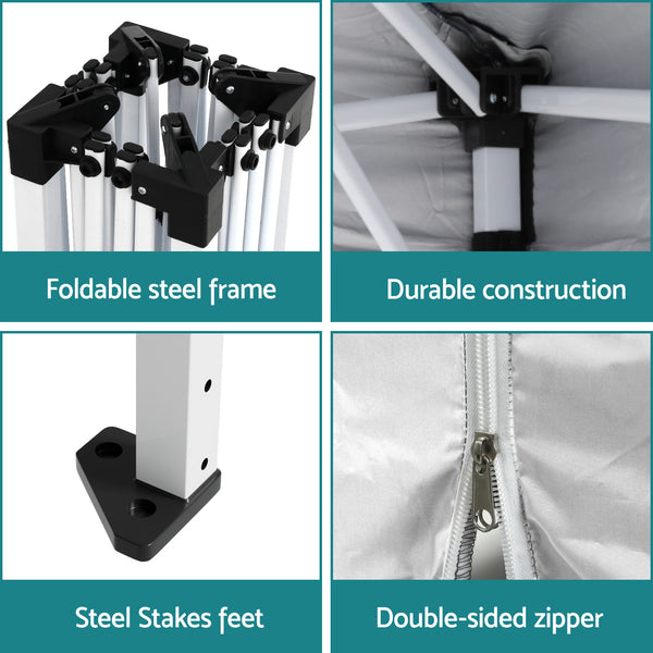 Instahut Gazebo 3x3 Pop Up Marquee Folding Tent Wedding Gazebos Camping Outdoor Canopy White Awezingly