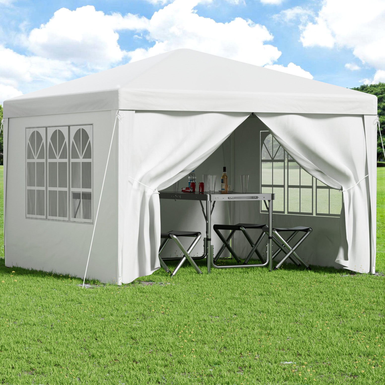 Instahut Gazebo 3x3 Pop Up Marquee Folding Tent Wedding Gazebos Camping Outdoor Canopy White Awezingly