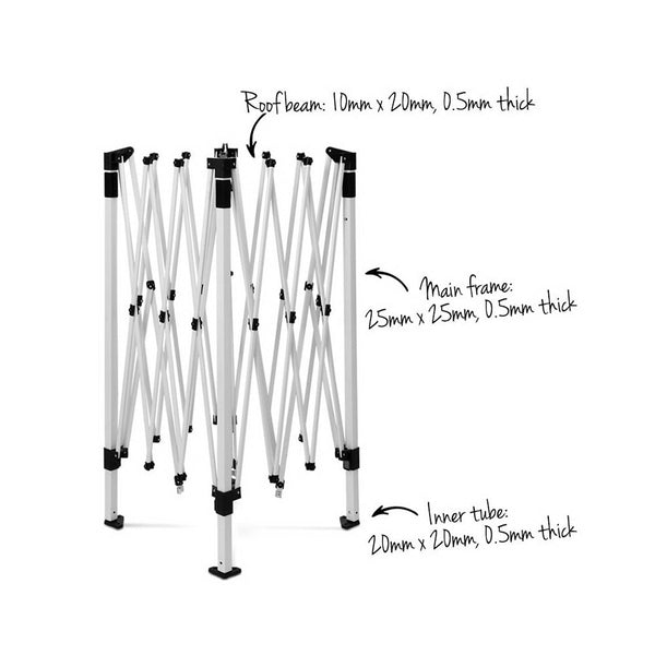 Instahut Gazebo Pop Up Marquee 3x3m Wedding Party Outdoor Camping Tent Canopy Shade Mesh Wall Grey Awezingly