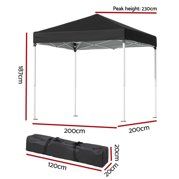 Instahut Gazebo 2x2m Outdoor Patio Garden Marquee Shade Black Awezingly