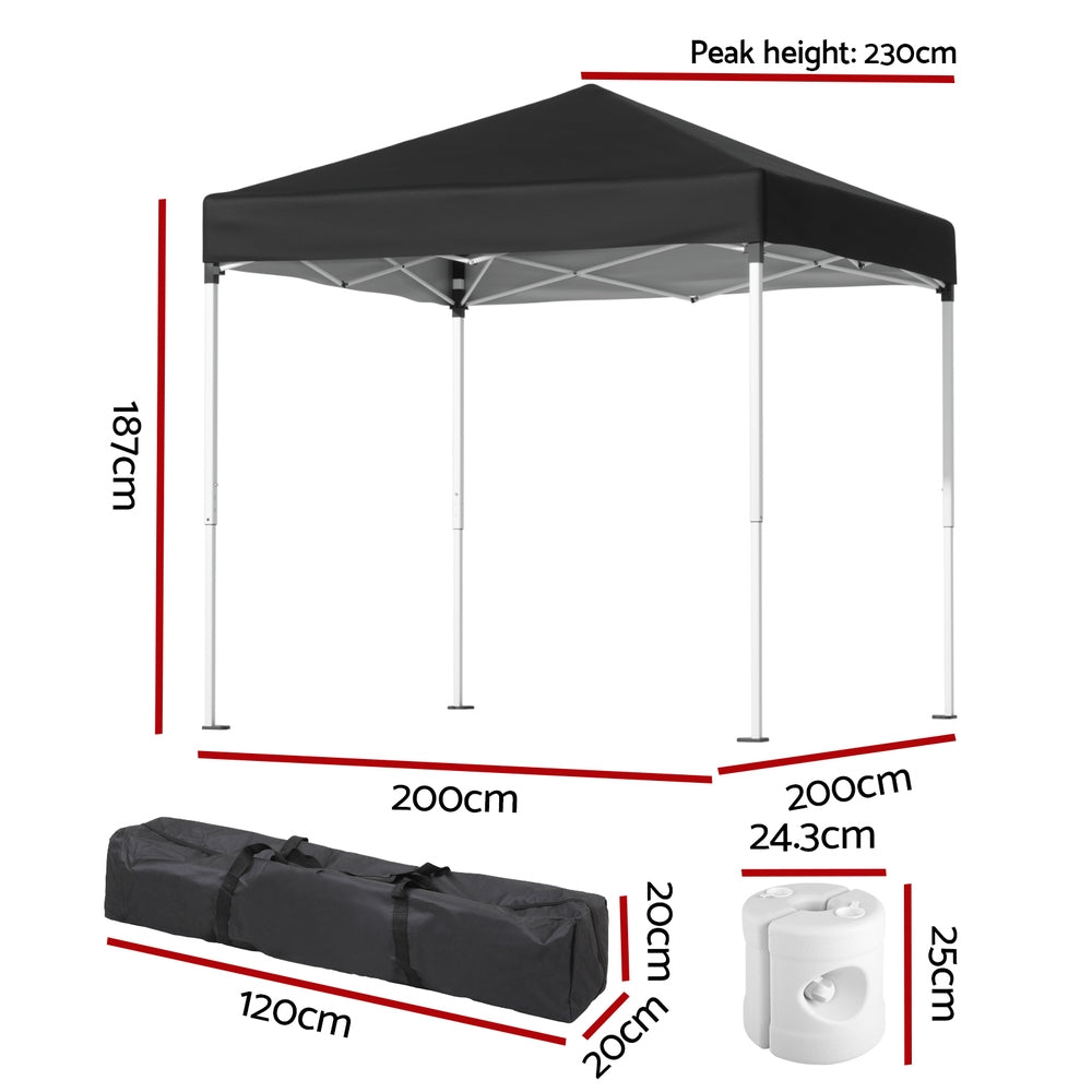 Instahut Gazebo 2x2m Outdoor Patio Garden Marquee Shade w/ Base Pods Black Awezingly