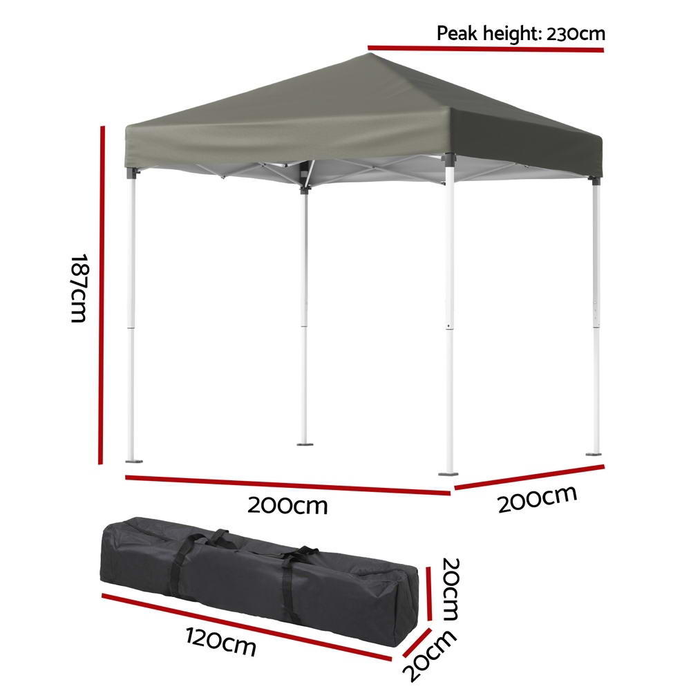 Instahut Gazebo 2x2m Outdoor Patio Garden Marquee Shade Grey Awezingly