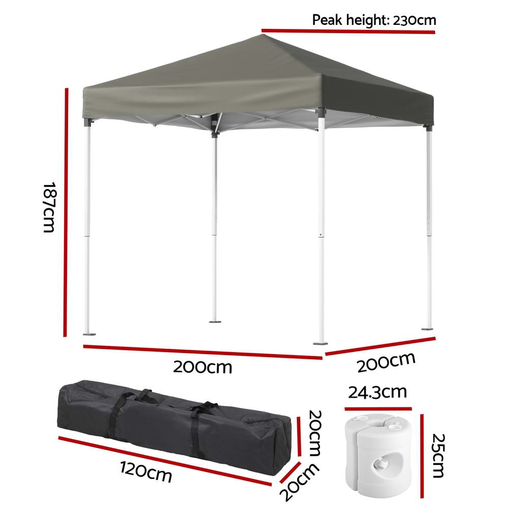 Instahut Gazebo 2x2m Outdoor Patio Garden Marquee Shade w/ Base Pods Grey Awezingly