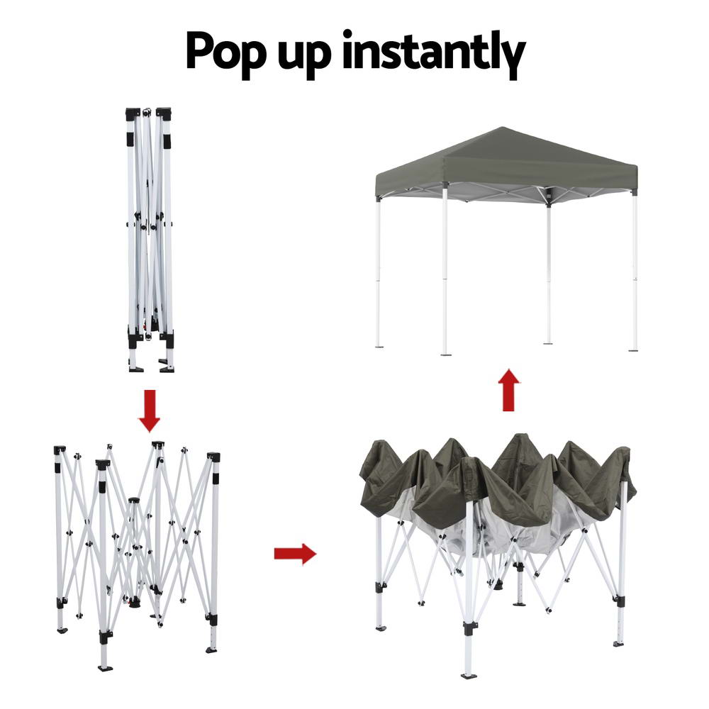 Instahut Gazebo 2x2m Outdoor Patio Garden Marquee Shade w/ Base Pods Grey Awezingly