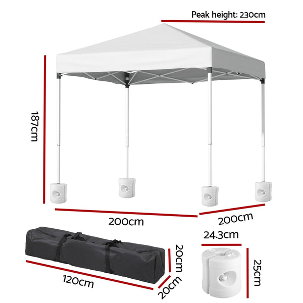 Instahut Gazebo 2x2m Outdoor Patio Garden Marquee Shade w/ Base Pods White Awezingly