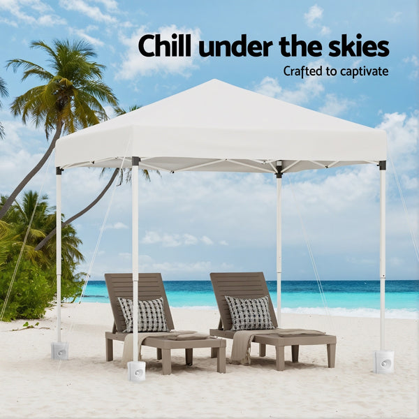 Instahut Gazebo 2x2m Outdoor Patio Garden Marquee Shade w/ Base Pods White Awezingly