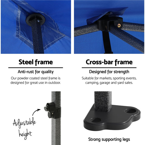 Instahut Gazebo Pop Up Marquee 3x3 Folding Tent Outdoor Camping 500D Oxford Blue Awezingly
