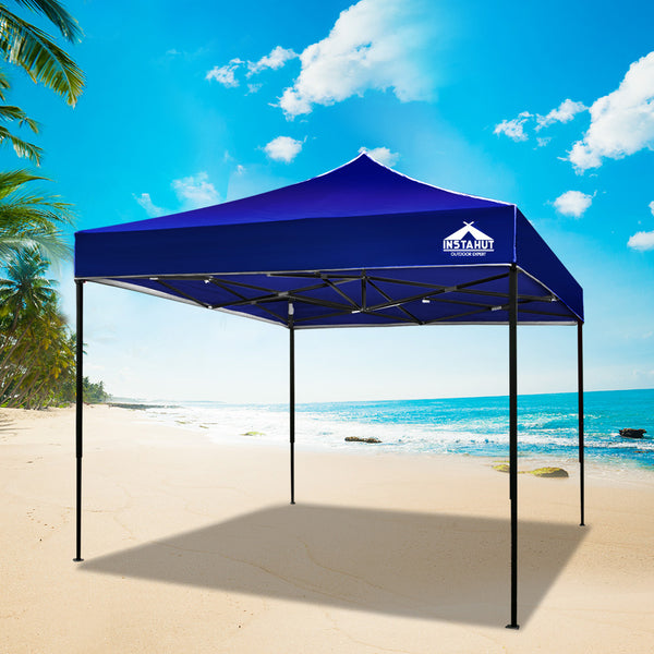 Instahut Gazebo Pop Up Marquee 3x3 Folding Tent Outdoor Camping 500D Oxford Blue Awezingly