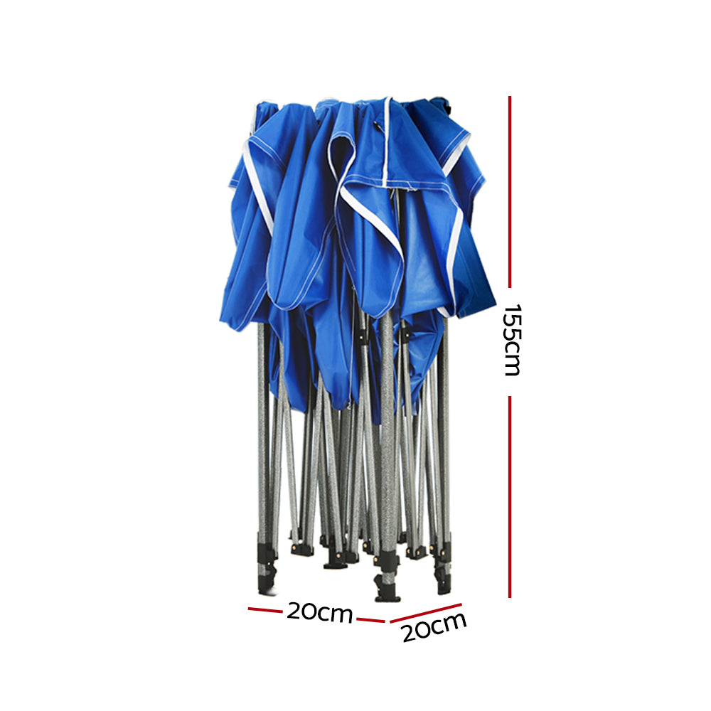 Instahut Gazebo Pop Up 3x3m w/Base Podx4 Marquee Folding Outdoor Wedding Camping Tent Shade Canopy Blue Awezingly