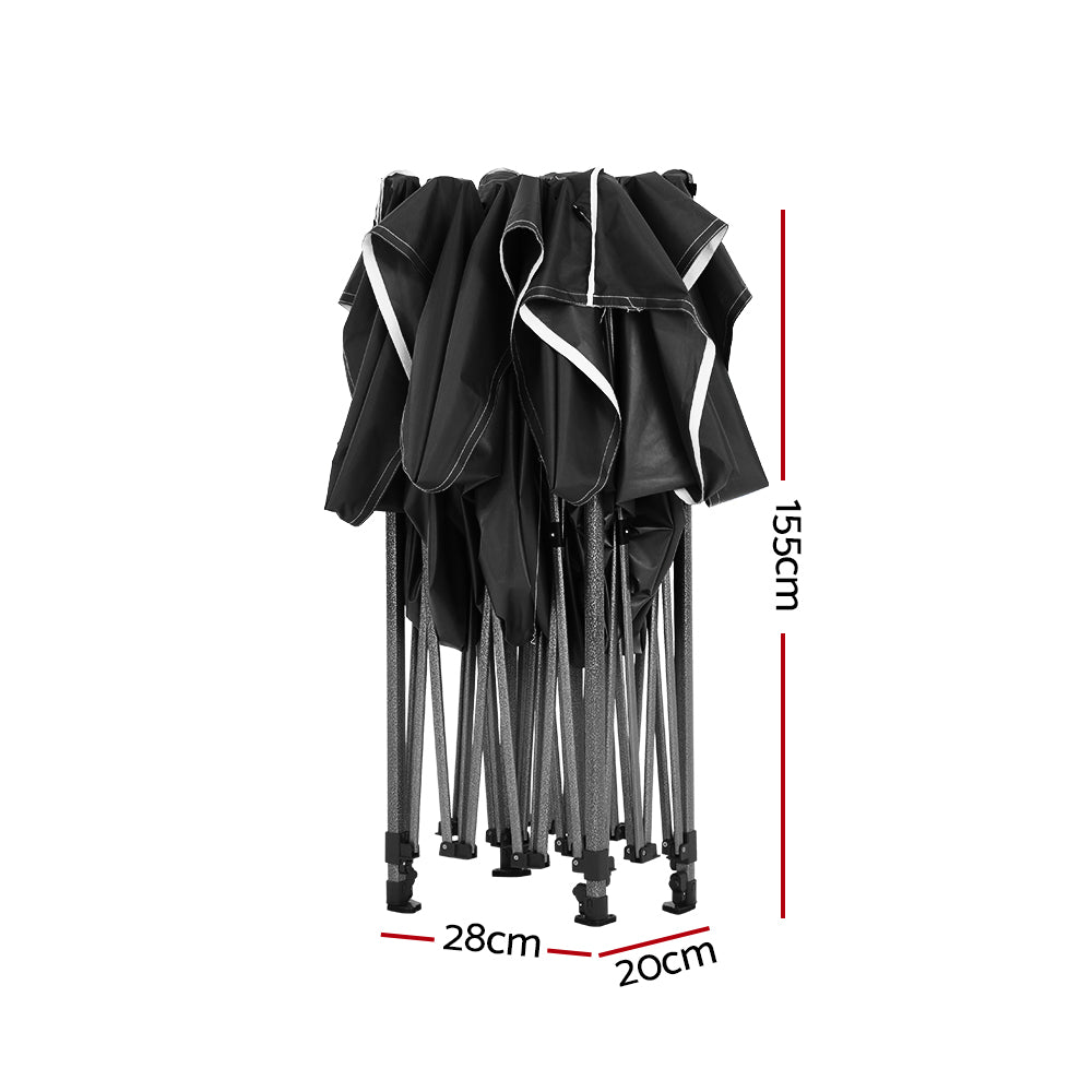 Instahut Gazebo Pop Up Marquee 3x4.5 Folding 500D Wedding Tent Base Pod Black Awezingly