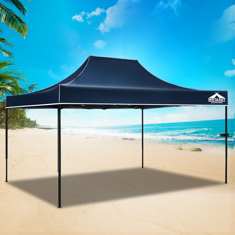 Instahut Gazebo Pop Up Marquee 3x4.5m Folding Tent Camping 500D Oxford Navy Awezingly