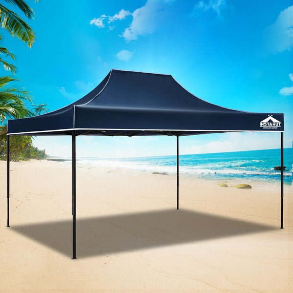 Instahut Gazebo Pop Up Marquee 3x4.5m Folding Tent Camping 500D Oxford Navy Awezingly