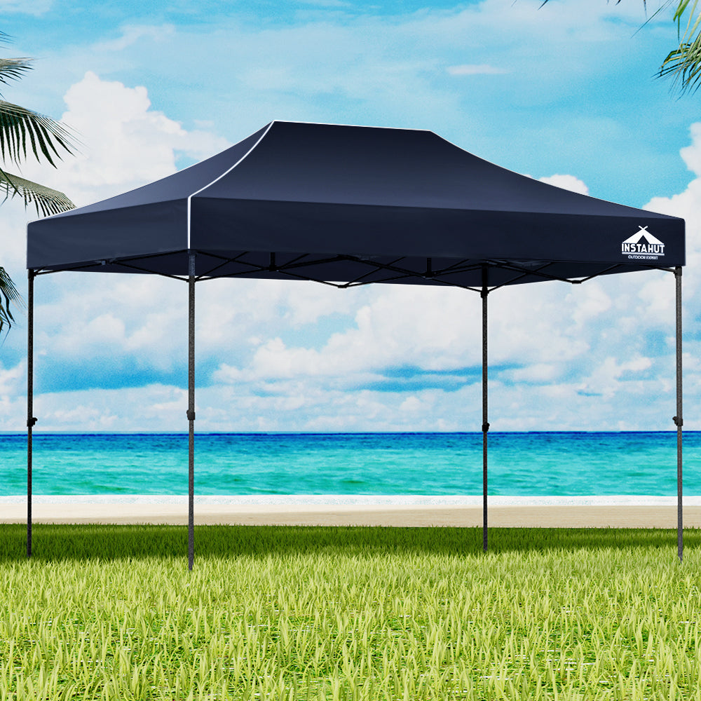 Instahut Gazebo Pop Up Marquee 3x4.5m Folding Tent Camping 500D Oxford Navy Awezingly