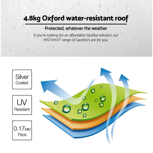 Instahut Gazebo Pop Up Marquee 3x4.5 Folding Tent 500D Oxford Fabric White Awezingly