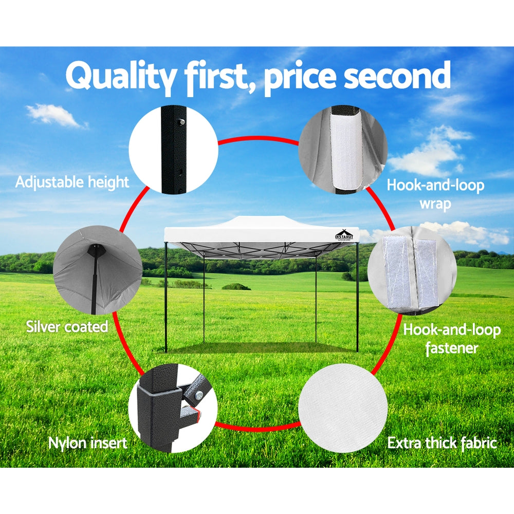 Instahut Gazebo Pop Up Marquee 3x4.5 Folding Tent 500D Oxford Fabric White Awezingly