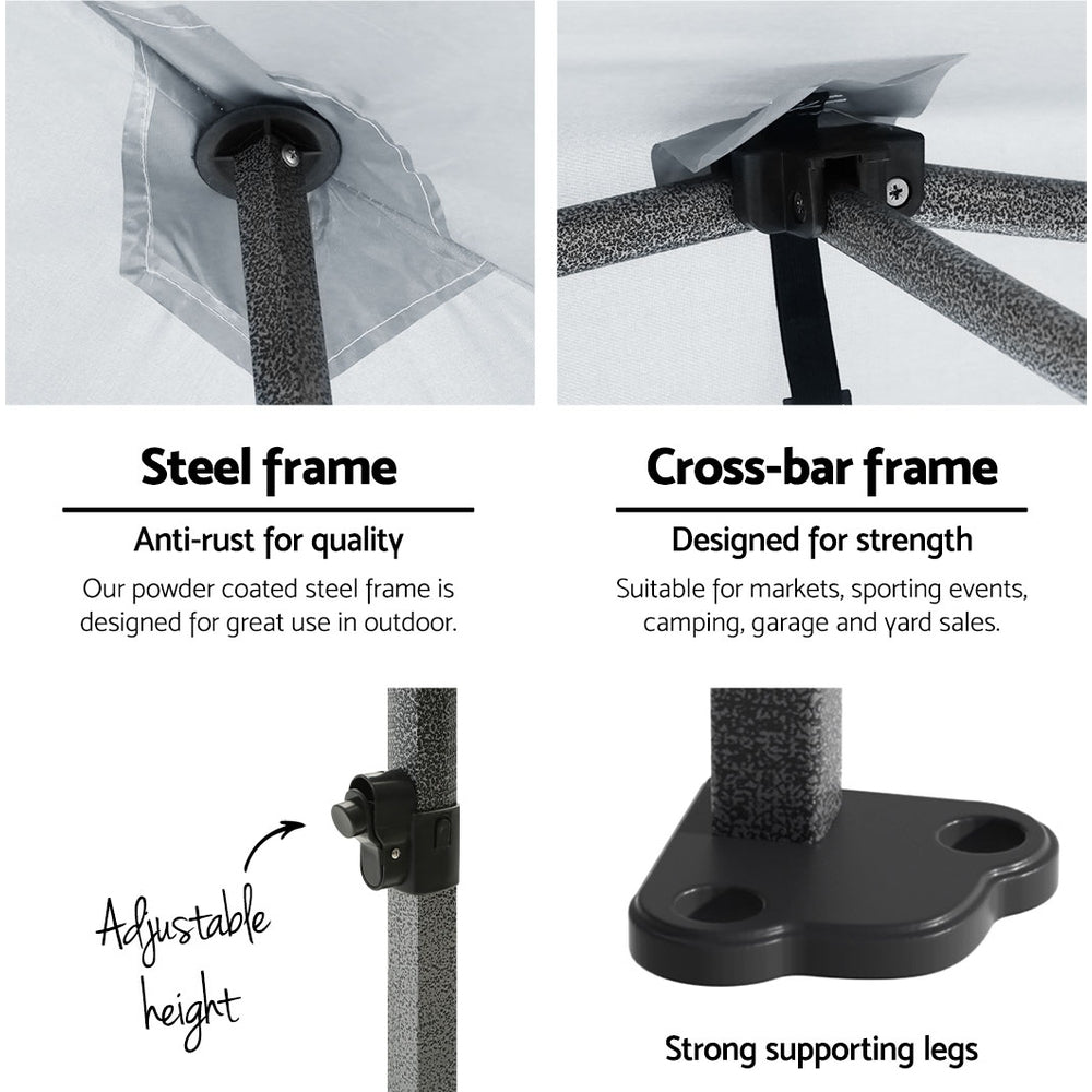 Instahut Gazebo Pop Up 3x4.5m w/Base Podx4 Marquee Folding Outdoor Wedding Camping Tent Shade Canopy White Awezingly