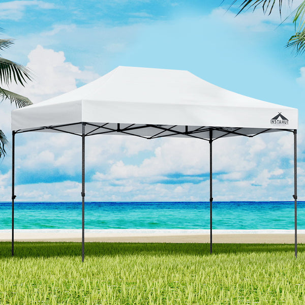 Instahut Gazebo Pop Up 3x4.5m w/Base Podx4 Marquee Folding Outdoor Wedding Camping Tent Shade Canopy White Awezingly