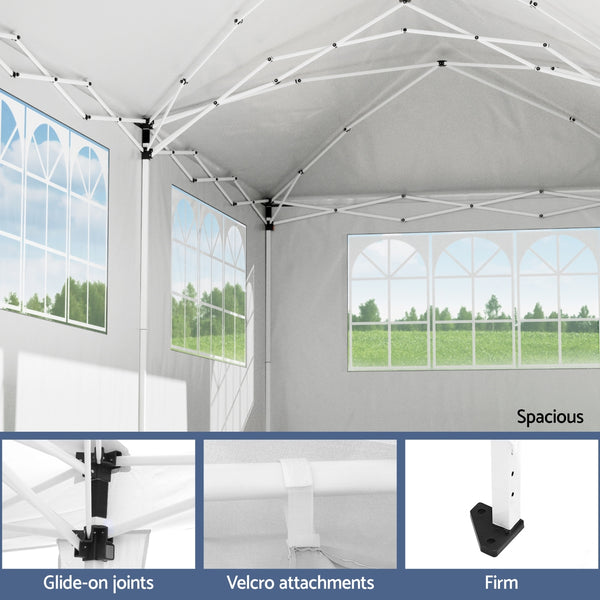 Instahut Gazebo 3x6m Pop Up Marquee Wedding Party Outdoor Camping Canopy Grey Awezingly