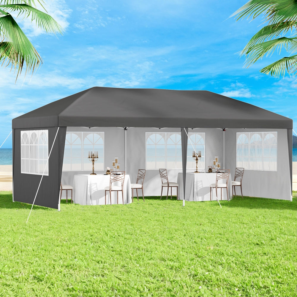 Instahut Gazebo 3x6m Pop Up Marquee Wedding Party Outdoor Camping Canopy Grey Awezingly