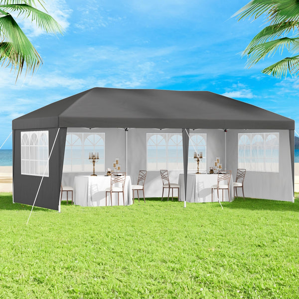 Instahut Gazebo 3x6m Pop Up Marquee Wedding Party Outdoor Camping Canopy Grey Awezingly