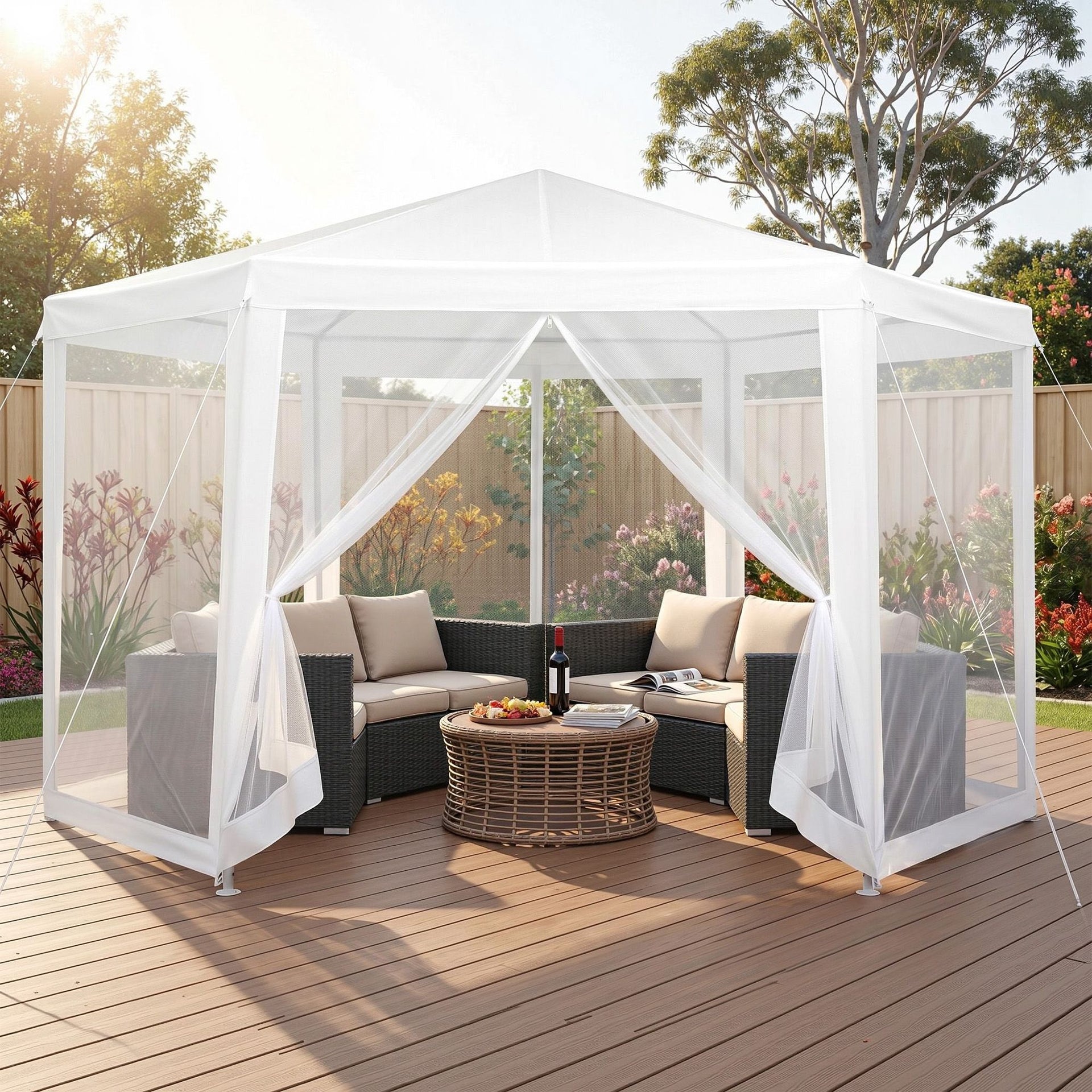 Instahut Gazebo?2x2m Marquee Wedding Party Tent Outdoor Camping Mesh Wall Canopy Shade Gazebos Navy instahut
