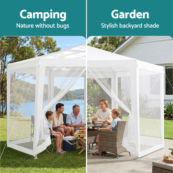 Instahut Gazebo?2x2m Marquee Wedding Party Tent Outdoor Camping Mesh Wall Canopy Shade Gazebos Navy instahut