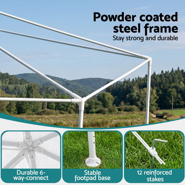 Instahut Gazebo?2x2m Marquee Wedding Party Tent Outdoor Camping Mesh Wall Canopy Shade Gazebos Navy instahut