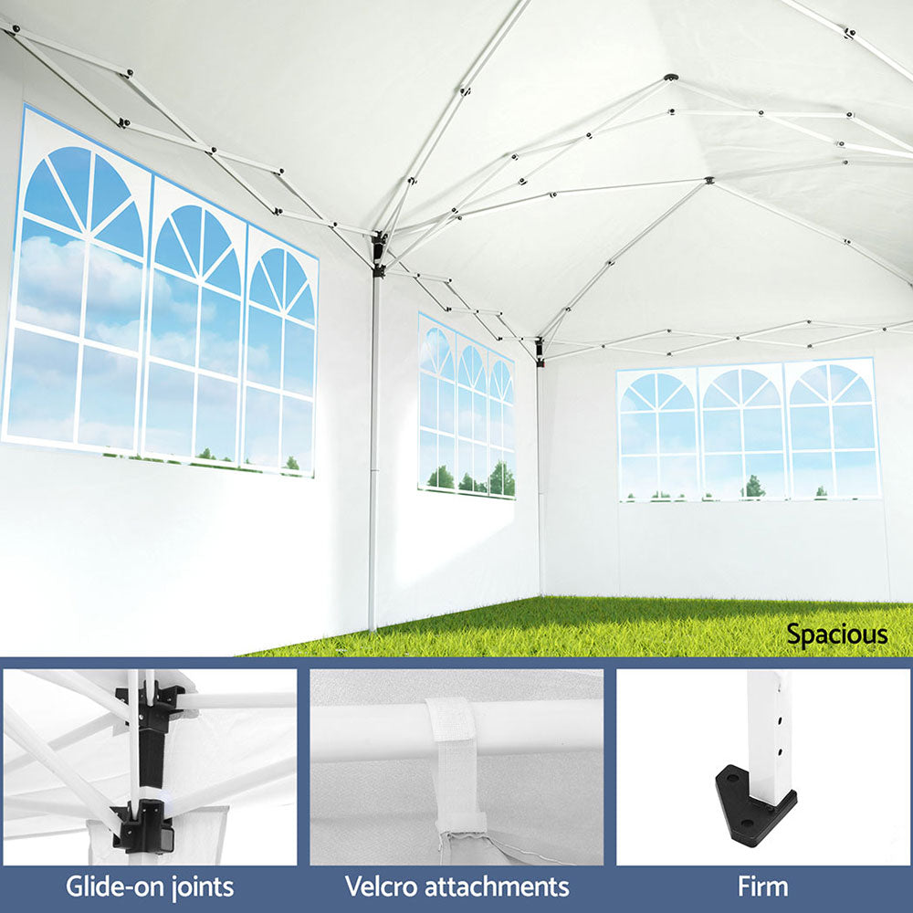 Instahut Gazebo Pop Up Marquee 3x6m Wedding Party Outdoor Camping Tent Canopy Side Wall White Awezingly