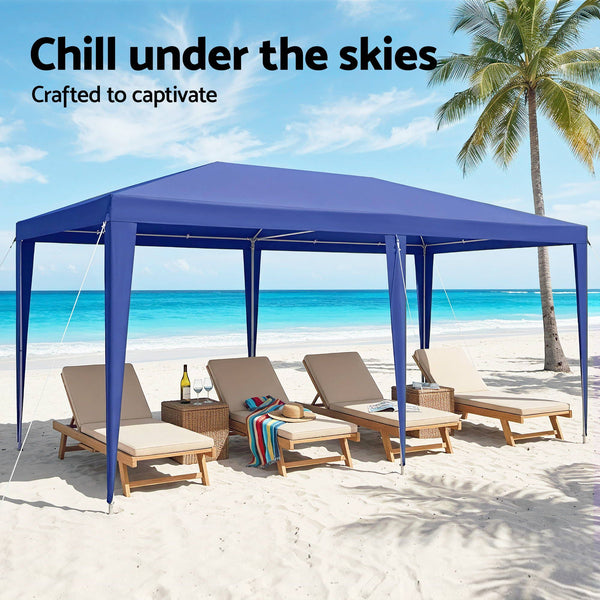 Instahut Gazebo 3x6m Wedding Party Marquee Tent Outdoor Event Camping Canopy Shade Blue instahut