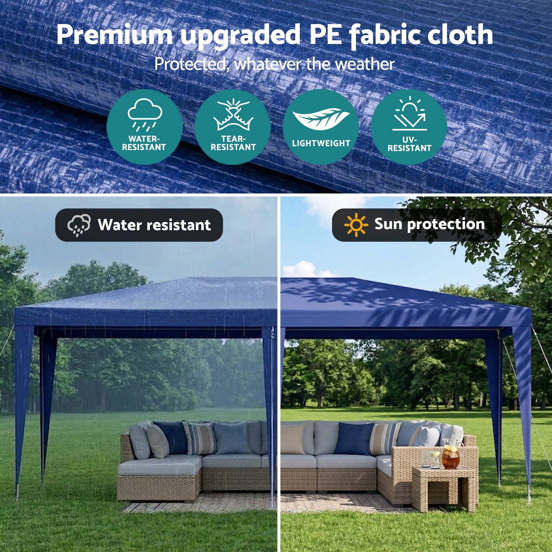Instahut Gazebo 3x6m Wedding Party Marquee Tent Outdoor Event Camping Canopy Shade Blue instahut