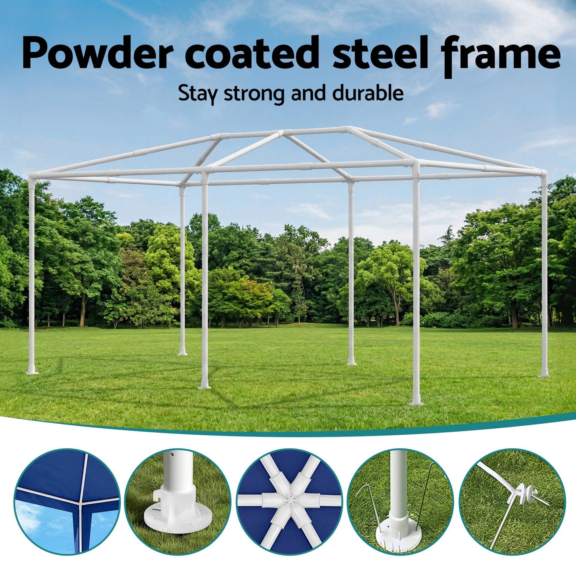 Instahut Gazebo 3x6m Wedding Party Marquee Tent Outdoor Event Camping Canopy Shade Blue instahut