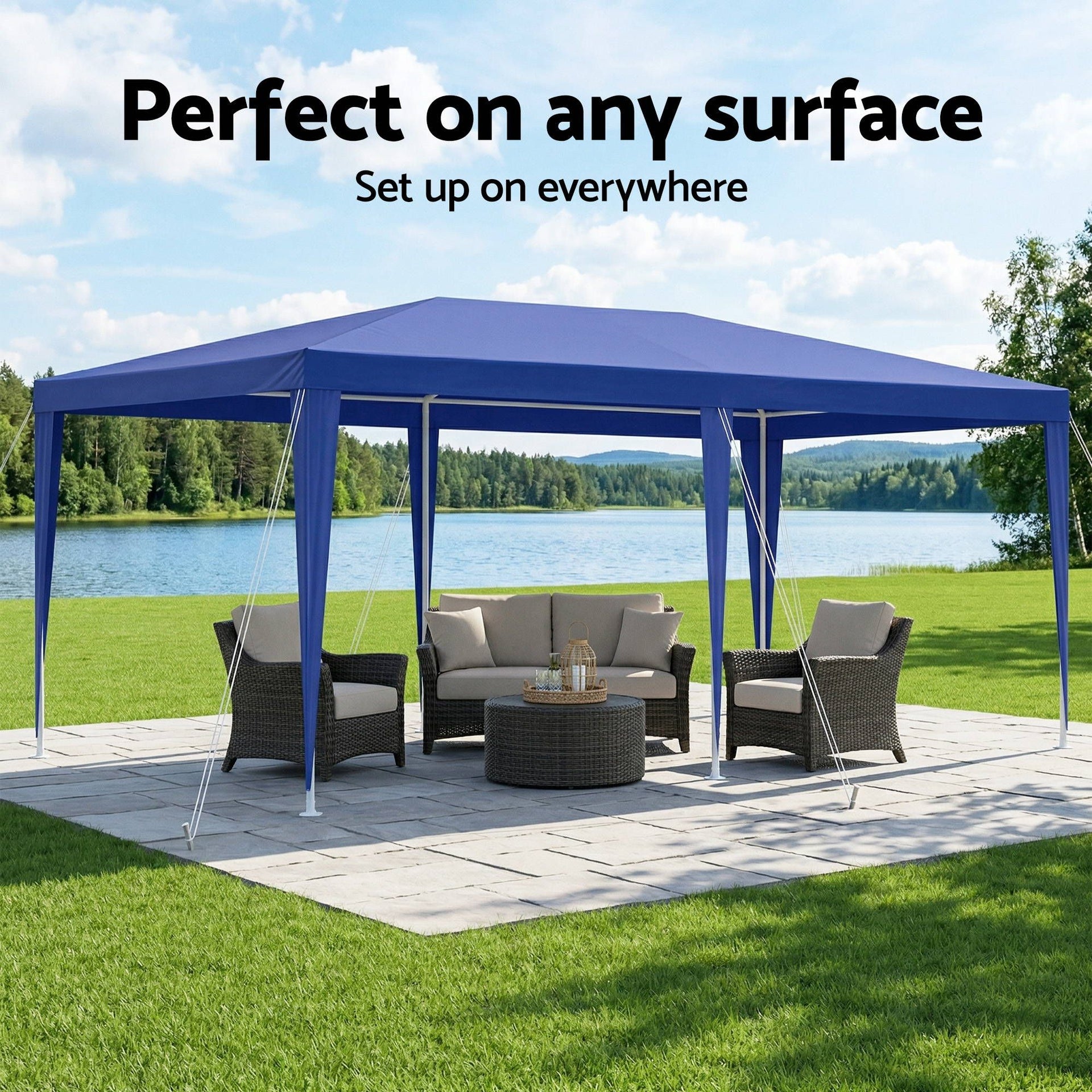 Instahut Gazebo 3x6m Wedding Party Marquee Tent Outdoor Event Camping Canopy Shade Blue instahut