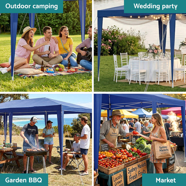 Instahut Gazebo 3x6m Wedding Party Marquee Tent Outdoor Event Camping Canopy Shade Blue instahut