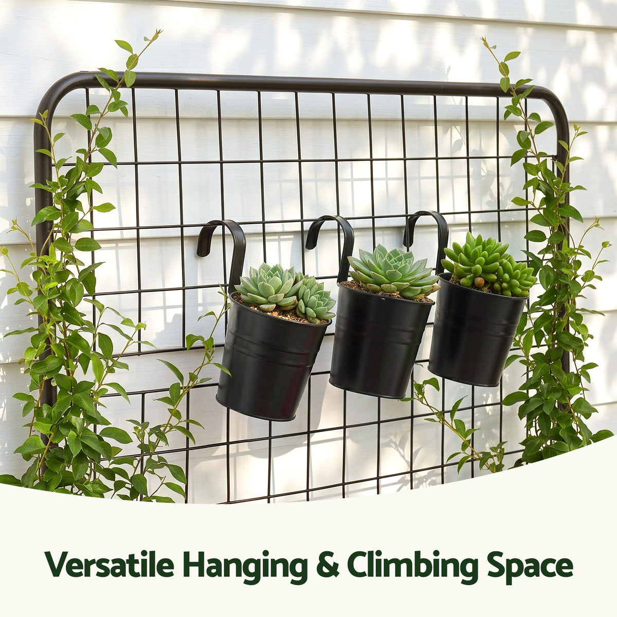 Green Fingers Mobile Raised Garden Bed with Trellis & Shelves Dark Grey Awezingly