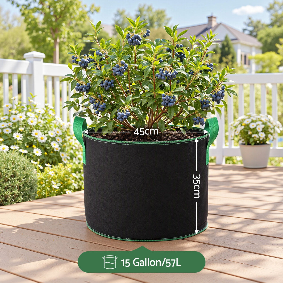 Green Fingers 15 Gallon Grow Bags 300gsm thick Aeration Fabric Pots 10 Pack Awezingly
