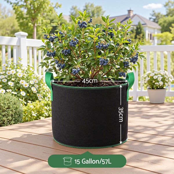 Green Fingers 15 Gallon Grow Bags 300gsm thick Aeration Fabric Pots 10 Pack Awezingly
