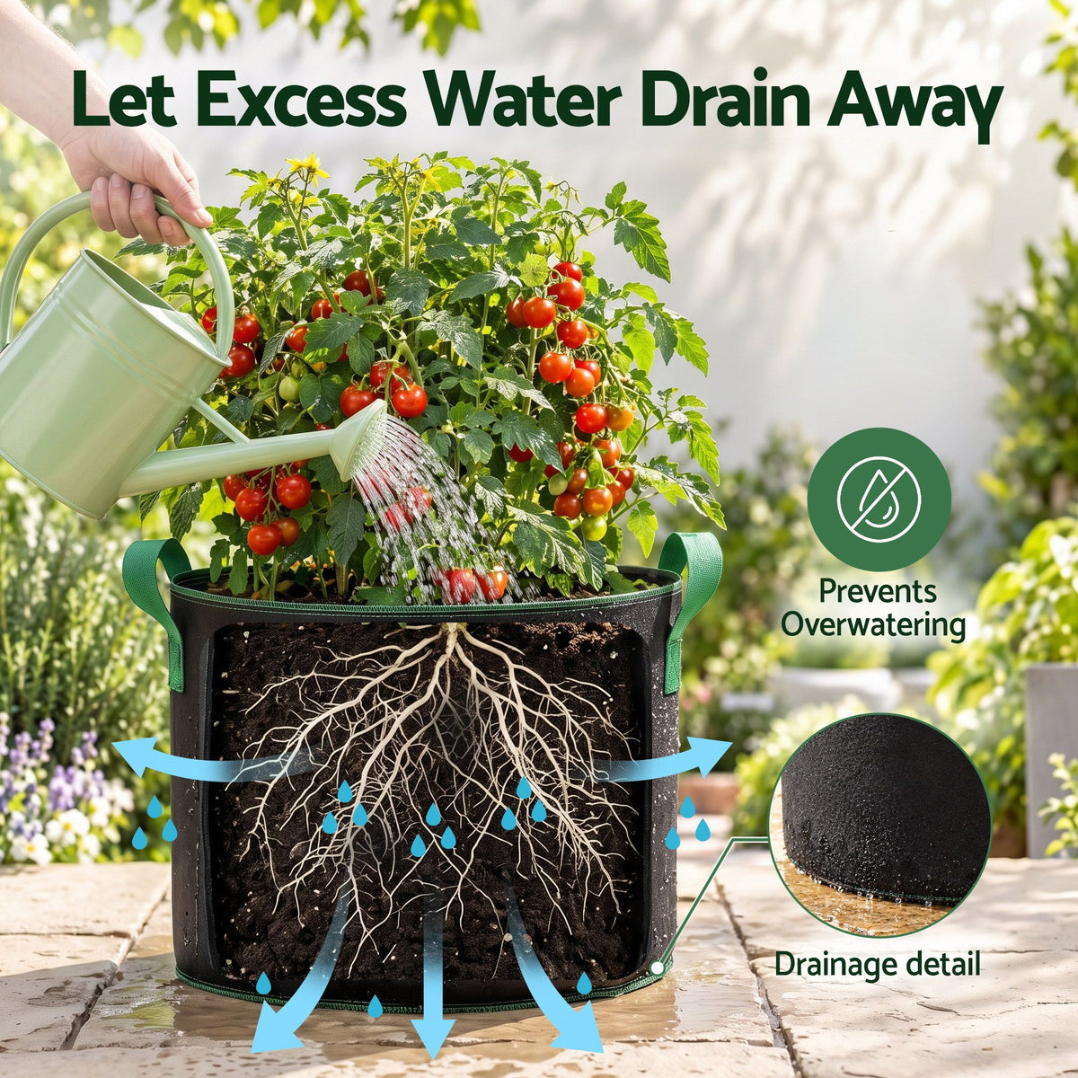 Green Fingers 20 Gallon Grow Bags 300gsm thick Aeration Fabric Pots 10 Pack Awezingly