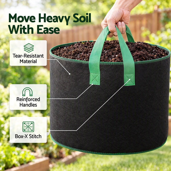 Green Fingers 20 Gallon Grow Bags 300gsm thick Aeration Fabric Pots 10 Pack Awezingly
