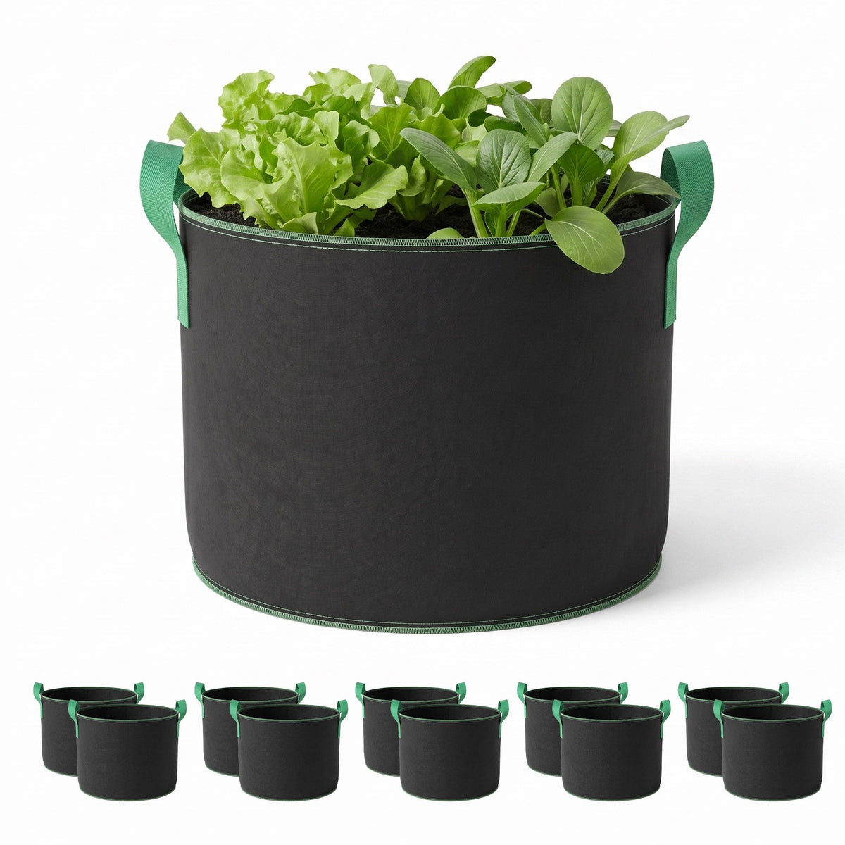 Green Fingers 20 Gallon Grow Bags 300gsm thick Aeration Fabric Pots 10 Pack Awezingly