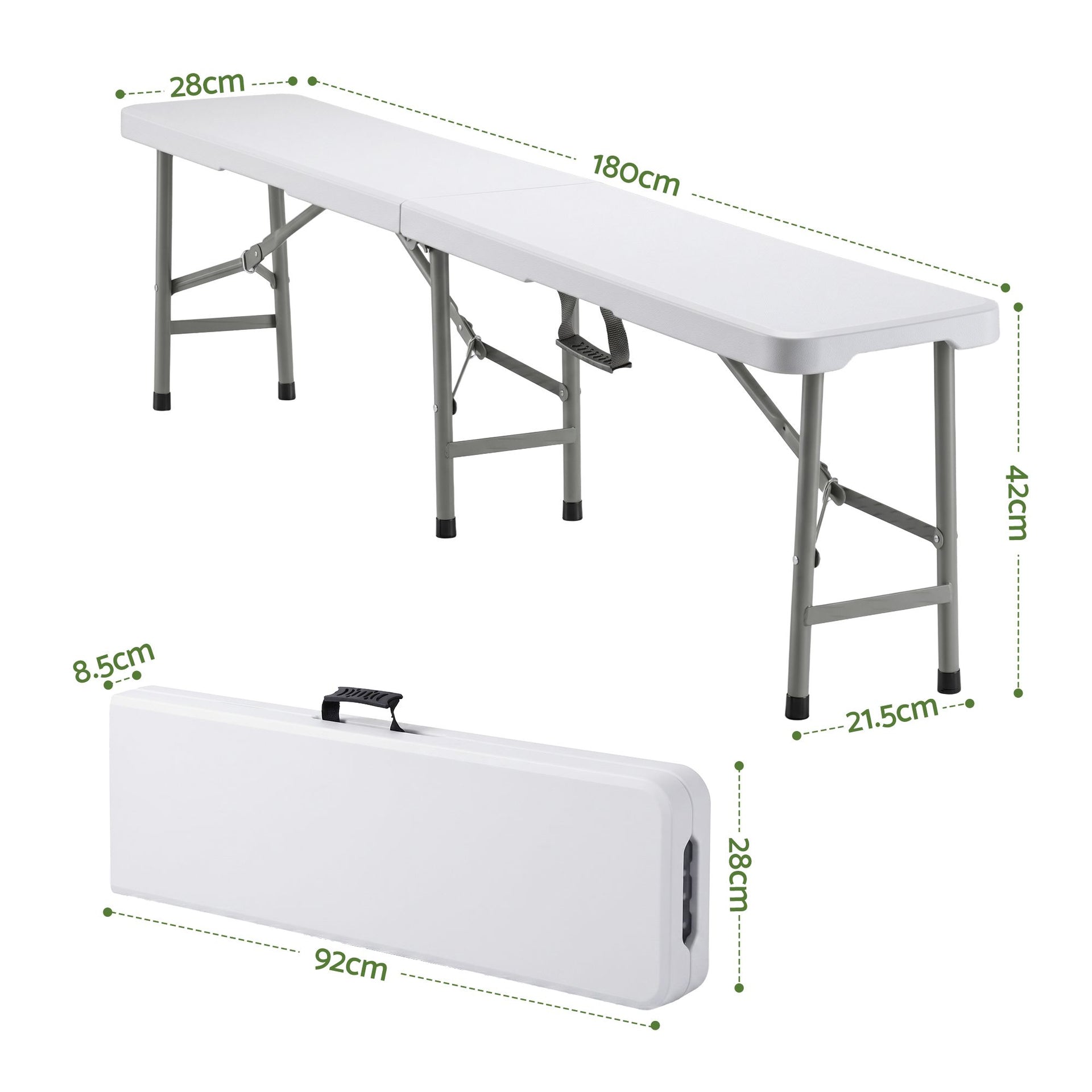 Gardeon 180cm Folding Garden Bench Portable Trestle Seat HDPE Fold In Half White Awezingly