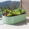 Green Fingers Self Watering Oval Garden Bed Galvanised for Balcony Deck 120x60x30cm