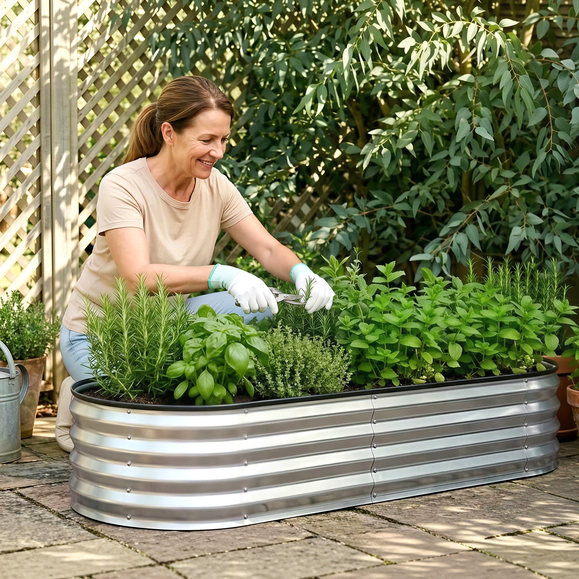 Green Fingers Raised Garden Bed Galvanised Oval Metal Planter Box Large Outdoor 120x60x30cm Silver Awezingly