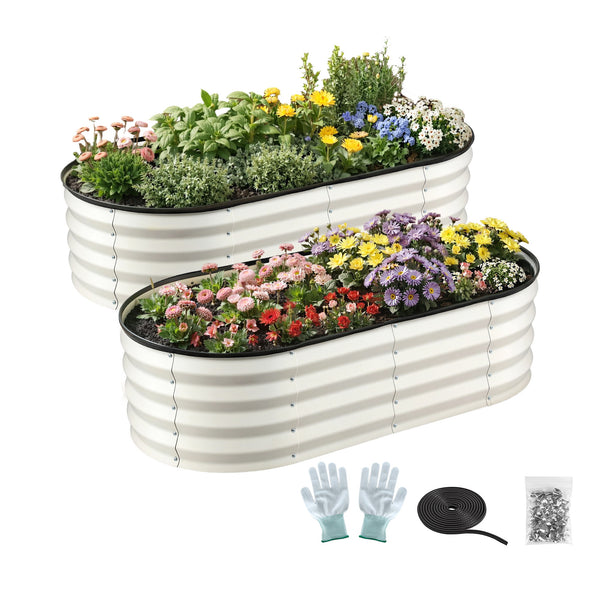 Green Fingers Raised Garden Bed 2 Pack Galvanised Planter Box Rust Resistant 120x60x30cm White Awezingly