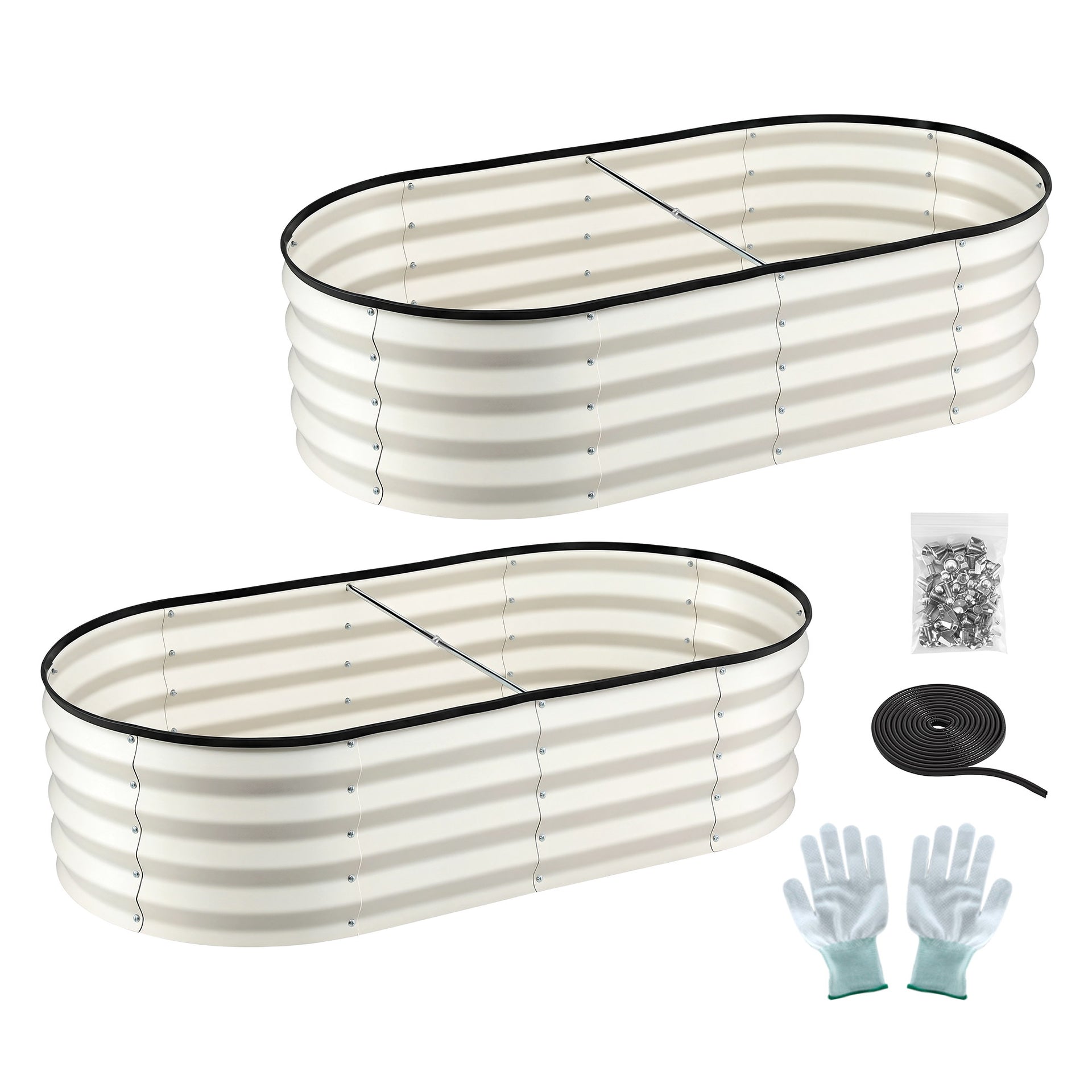 Green Fingers Raised Garden Bed 2 Pack Galvanised Planter Box Rust Resistant 120x60x30cm White Awezingly