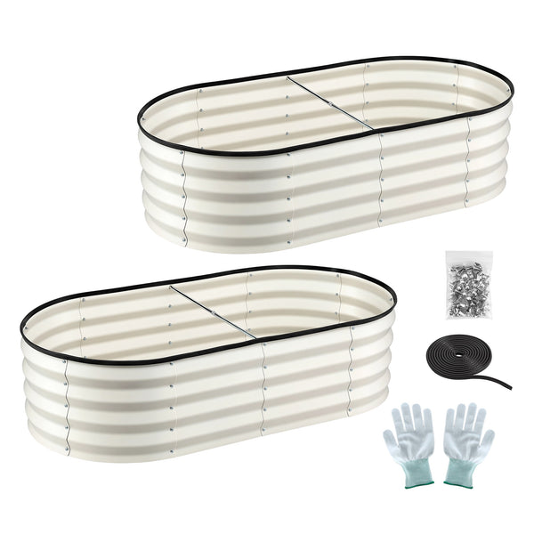 Green Fingers Raised Garden Bed 2 Pack Galvanised Planter Box Rust Resistant 120x60x30cm White Awezingly