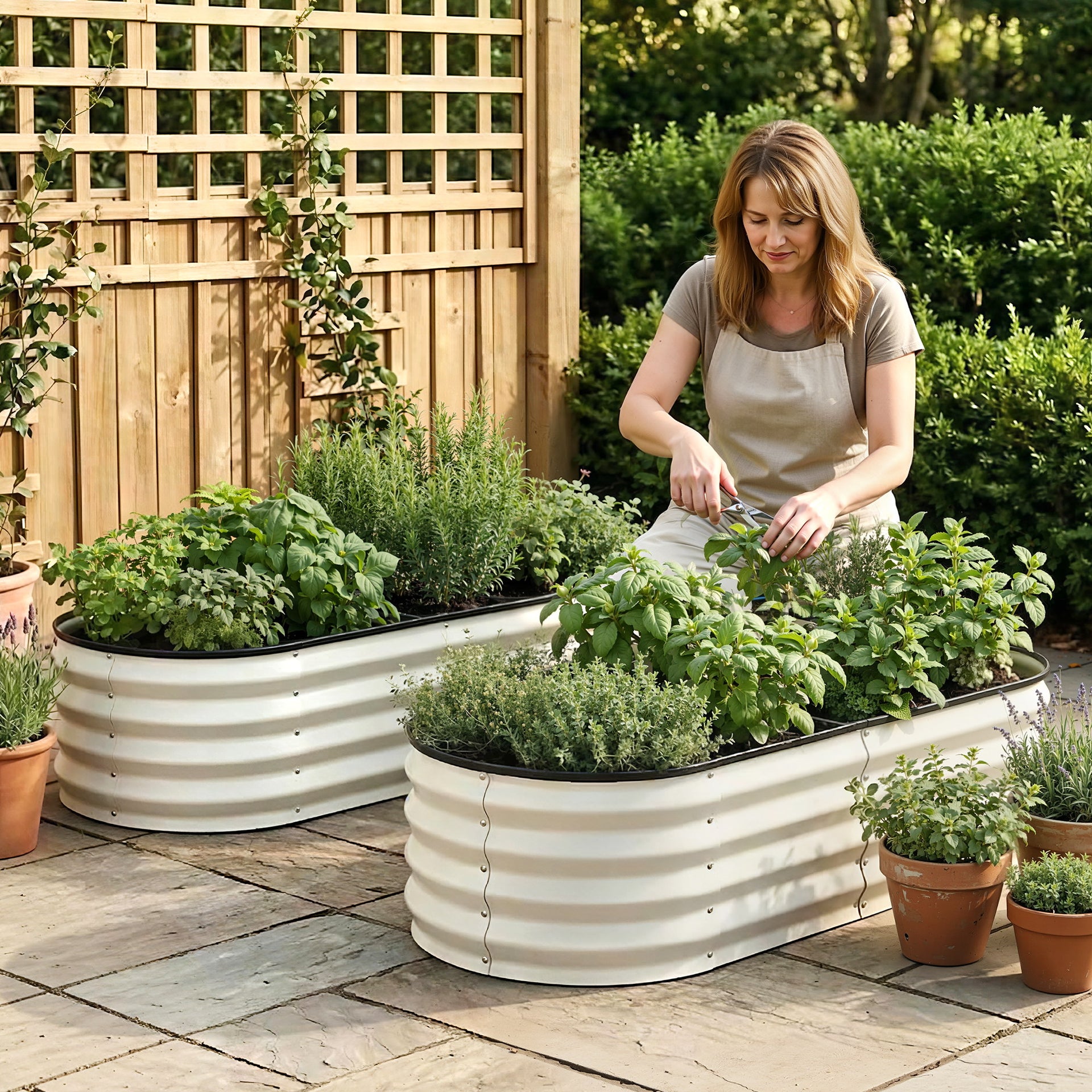 Green Fingers Raised Garden Bed 2 Pack Galvanised Planter Box Rust Resistant 120x60x30cm White Awezingly