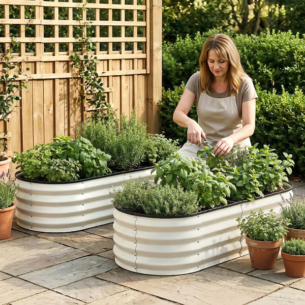 Green Fingers Raised Garden Bed 2 Pack Galvanised Planter Box Rust Resistant 120x60x30cm White Awezingly