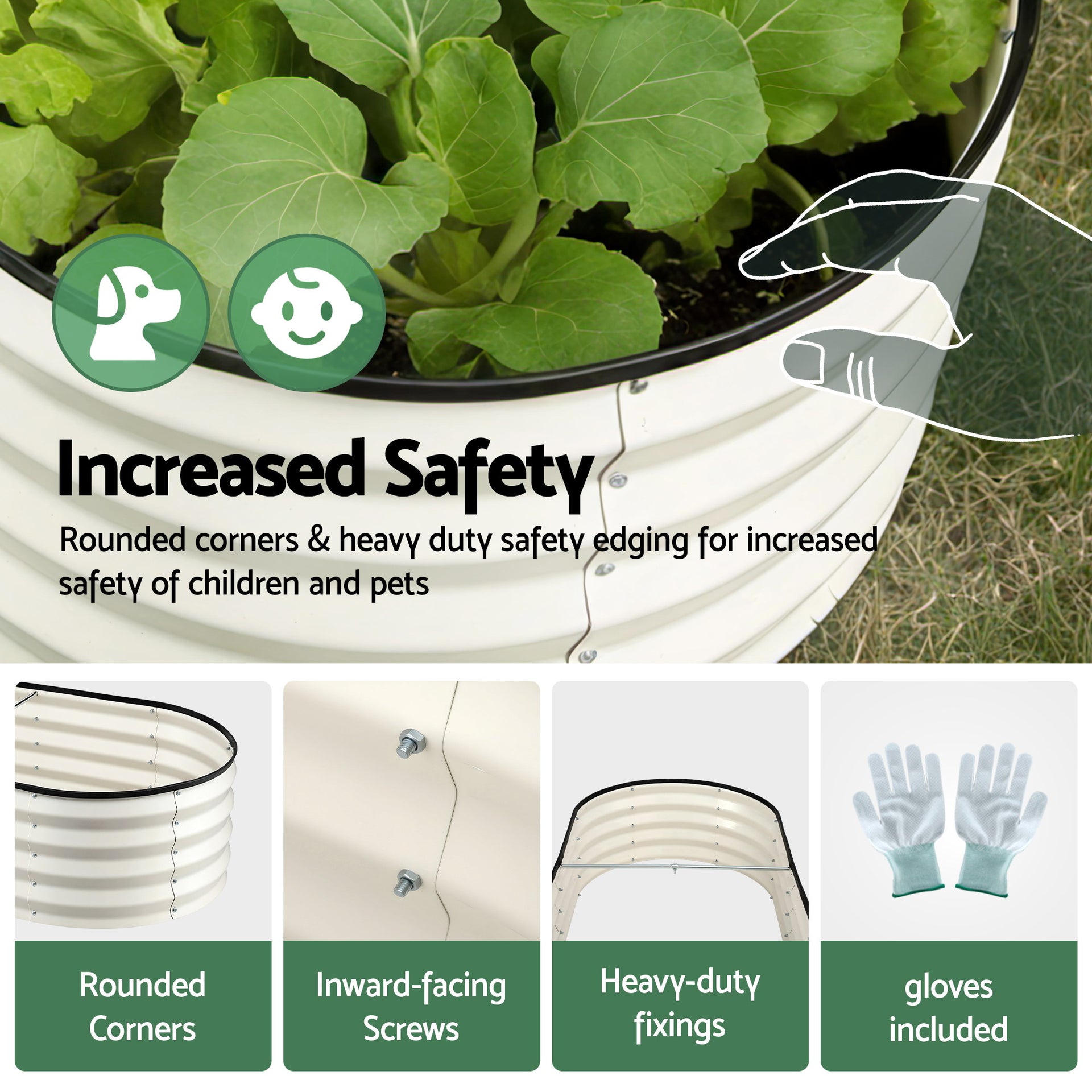 Green Fingers Raised Garden Bed 2 Pack Galvanised Planter Box Rust Resistant 120x60x30cm White Awezingly