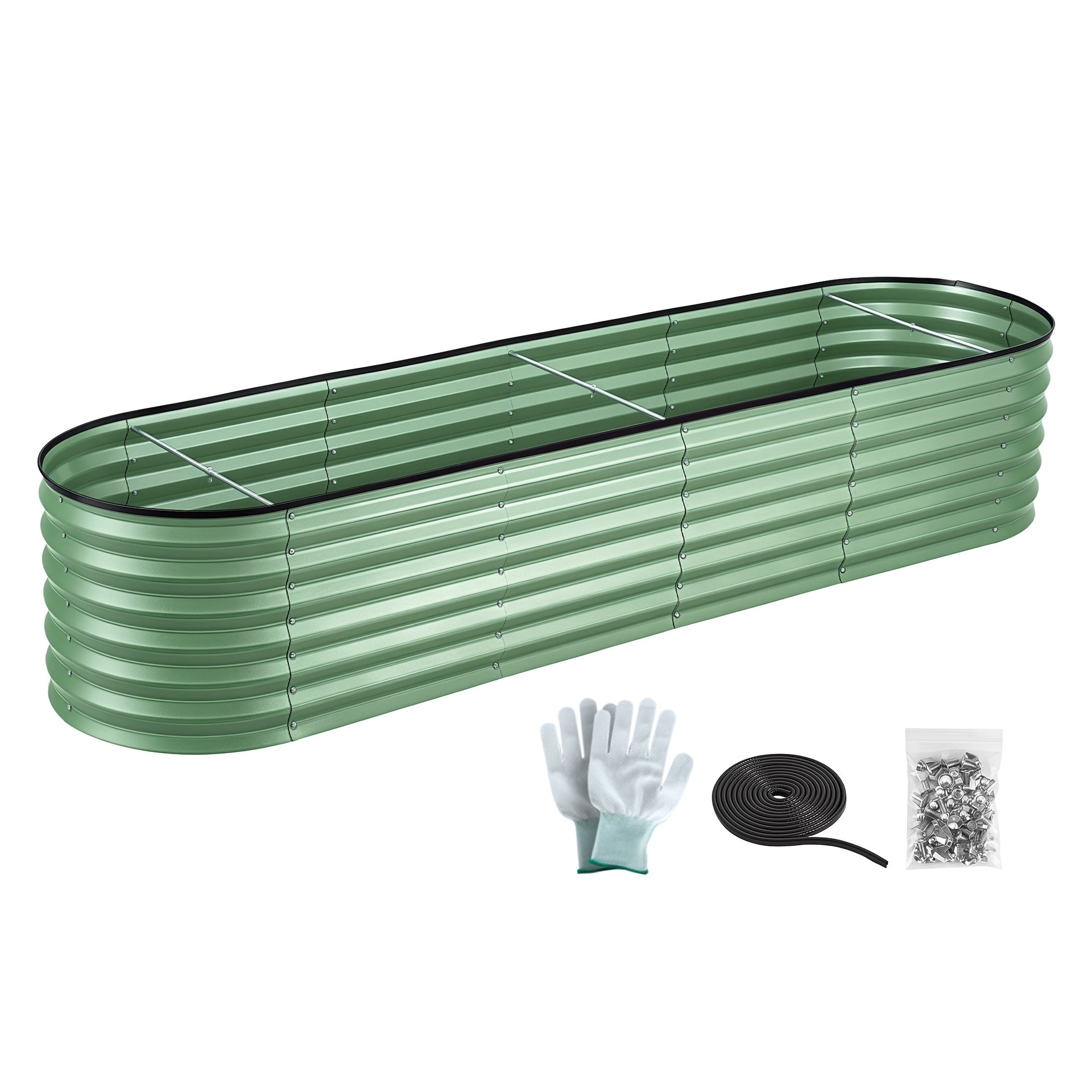 Green Fingers Oval Raised Garden Bed Galvanised Planter Box Rust Resistant 240x60x45cm Green Awezingly